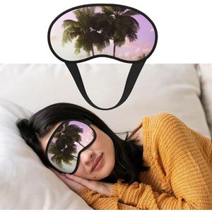 Tropische boom roze slaapmasker zacht verduisterend oogmasker met verstelbare riem comfortabele oogschaduw cover voor vrouwen mannen diepe rust reizen werk thuis