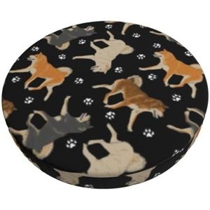 GRatka Hoes voor ronde kruk, barstoelhoes, Home bar, antislip zitkussen, 30 cm, Shiba Inu Paw