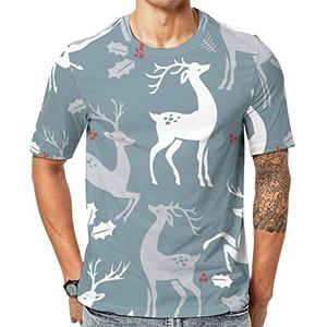 Kerst hertenpatroon heren crew T-shirts korte mouw T-shirt casual atletische zomer tops