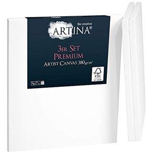 Artina FSC® Premium Canvas Schildersdoek – 3 Stuks – 40x40 cm Drievoudig Geprimerde Canvas van 100% Katoen op Stevige Frame Set van 3