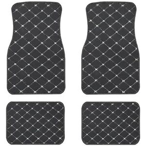 4 Stuks Auto Vloermatten Universeel Waterdicht Voor- En Achterin Volledige Set Tapijten Leren Auto Tapijt Accessoires Interieur Waterdicht Antislip Voetkussen(Black-Beige)