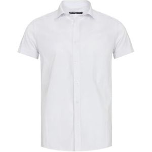 Redbridge Overhemd voor heren, vrijetijdshemd met korte mouwen, business, casual, bruiloft, elegant, slim fit, wit - wit, XXL