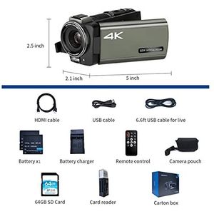 Videocamera Camcorder Video camera 4K camcorder live streaming camera 4K for vlog -opname AX60 12x Optische zoom vlog camcorders met IPS Scherm, op afstand Multifunctionele vlogcamera
