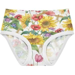 YOUJUNER Meisjesondergoed Bloemen Bloem Zonnebloem Klaproos Peuter Slipje Katoenen Broek Kleine Meisjes Slips Comfort Kids Onderbroek, Meerkleurig, 4 jaar