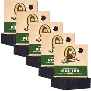 Dr. Squatch Barzeep voor heren, 5 stuks, dennenteer, volledig natuurlijke staafzeep voor mannen, 5 repen, ruikt naar een oud groeibos