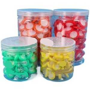 Naaldfilter, 100 stuks, wegwerpnaaldfilters voor laboratorium, 13 mm, 25 mm, 0,22/0,45 um, filtermembraan voor spuiten (25 mm, 0,22 um PTFE)