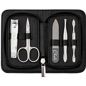Chali® Manicure Set 5-delig, Nagelset Roestvrij Staal voor Dames en Heren met Etui - Nagelschaar, Nagelknipper, Glazen nagelvijl, Nagelriem duwer, Pincet
