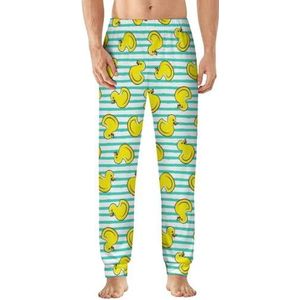 Happy Yellow Ducks heren pyjama broek zachte lounge bodems lichtgewicht slaapbroek