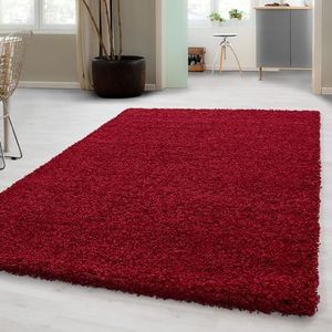 Carpetsale24 Hoogpolig Vloerkleed Rood Effen Tapijt Shaggy Modern Woonkamer Tapijt Slaapkamer, Kinderkamer Trend Soft Fluffy Vloerkleed 160 x 230 cm