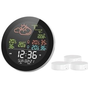 Tuya weerstation tafelklok multifunctionele thermometer hygrometer buitentemperatuurtester weersvoorspelling,Nauwkeurig voorspellen(Type A 3 Sensor)
