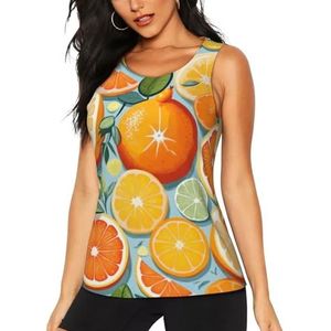 OAZCVBNN Citrusvruchten Patroon Print Hot Zomer Mouwloze Tops Atletische Tank Tops Gym Actieve Levensstijlen Casual Uitjes, Zwart, S
