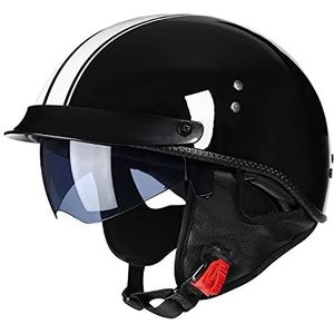 Halve motorhelm DOT/ECE-goedgekeurd, motorhelm, ademende motorhelm Lichtgewicht halve schaalhelm voor volwassenen, heren, dames, laag profiel Coole halfgelaatshelmen C,XXL=63-64CM