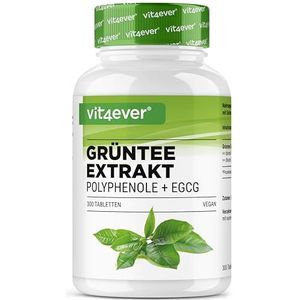 Groene Thee Extract 300 Tabletten hoge dosering - 2000mg extract, 300mg EGCG & 1100mg polyfenolen per dagelijkse dosering - Veganistisch