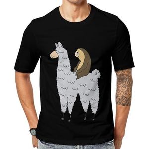 Luiaard rijden alpaca heren korte mouw grafisch T-shirt ronde hals print casual tee tops 6XL