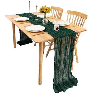 BDWMZKX Table runners Boho Forest Gauze Wedding Table Runner, Seasonal Fabric Kitchen Dining Holiday Table Decor For Home Party Indoor 90×180 Cm 90x300 Cm-dark Green-90 * 300