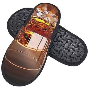 408 Herenpantoffels, bruine drank in beker hotelpantoffels wasbare huisschoenen comfortabele katoenen pantoffels voor heren spa outdoor, Harige pantoffels 1658, 37.5/39 EU