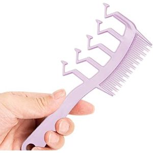 Haarscheidingskam | Z-vormige haarkam met brede tanden voor plagen styling pluizig haar | Multifunctionele kammen voor dames en meisjes (paars)