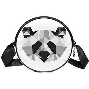 Ronde Crossbody Tas Messenger Purse voor Vrouwen Creatieve Minimale Panda-01, Meerkleurig, 6.7x6.7x2.3 in, Sling Rugzakken