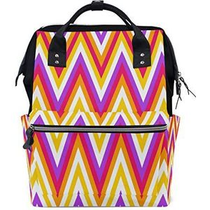 Grote capaciteit Luier Tote Nappy Tas Mummy Rugzak voor Babyverzorging, Kleurrijke Chevrons Print Multi-Functie Waterdichte Travel Back Pack Stijlvol voor mama en papa