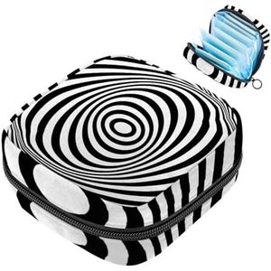 MUOOUM Streep Swirl Patroon Maandverband Opbergtas Menstruatie Pad Tas Draagbare Menstruatie Cup Pouch met Rits voor Tiener Meisjes Vrouwen Dames
