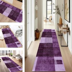 SUCERU Tapijtloper Vloerkleed Antislip Keukentapijt Wasbare Modern Tapijtenlopers 90X300CM Deurmatten Lopers Polyester Donker Paars Tapijtmatten Ingang Slaapkamer Woonkamer Wasruimte keukenvloermat