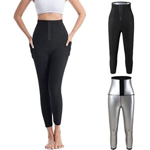 XIYAO Zwetbroek voor dames met zak met hoge taille, zweetbroek, sportbroek, sauna, afslanklegging, anti-cellulitis, afslanklegging, voor joggen, fitness, yoga, gym, voor gewichtsverlies