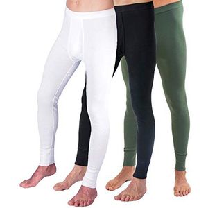 HERMKO 3540 lange onderbroeken voor heren, met gulp, verpakking van 3 stuks, verschillende kleuren, biologisch katoen, wit, S