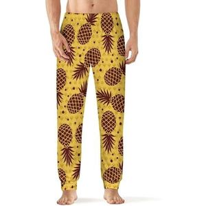 Bruine ananas heren pyjama broek zachte lange pyjama broek elastische nachtkleding broek 5XL