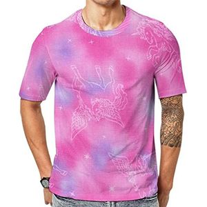Roze Tie Dye Eenhoorn Heren Crew T-shirts Korte Mouw Tee Causale Atletische Zomer Tops