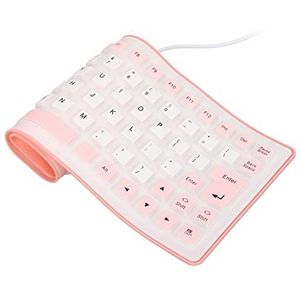 Opvouwbaar Siliconen Toetsenbord, USB Bedraad 85 Toetsen Oprolbaar Toetsenbord Waterdicht Draagbaar Flexibel Toetsenbord voor Pc Laptop Notebook(roze)