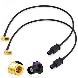 Eightwood DAB Antenne Fakra Naar SMB Kabel SMB Stekker Haaks op Fakra Een mannelijke verlengkabel RG174 30 cm 12 inch 2 stuks Compatibel voor DAB Autoradio Pioneer Clarion Kenwood Alpine JVC