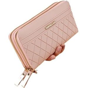 Dames schoudertasje clutch bag, dames kleine multi-pocket, dames pu lederen portemonnee, portemonnee polsbandjes(Color:Pink)