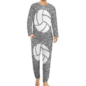 Slivery Volleybal Decoratief herenpyjama, loungewear met lange mouwen, bovendeel en onderkant, 2-delige nachtkleding