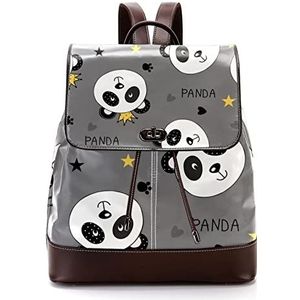 Gepersonaliseerde Schooltassen Boekentassen voor Teen Cartoon Grey Panda, Meerkleurig, 27x12.3x32cm, Rugzak Rugzakken
