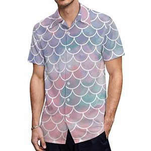 Roze schaal heren Hawaiiaanse shirts korte mouw casual shirt button down vakantie strand shirts XS