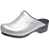 Sanita | Sonja PU Mule Clog | Original Handmade Flexible Leather Clog for Women | Anatomical shaped footbed with soft foam | Zilver | 37 EU