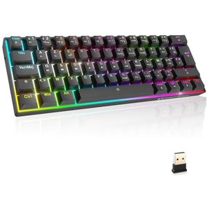 EMPIRE GAMING - Nieuw 2025 – K246 draadloos gamingtoetsenbord TKL 65% WiFi Type-C – mechanische schakelaars MX Red (FR-AZERTY) – voor PC/PS4/PS5/Xbox – RGB-achtergrondverlichting – 62 toetsen
