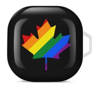 Canada LGBT Pride Oortelefoon Hoesje Compatibel met Galaxy Buds/Buds Pro Schokbestendig Hoofdtelefoon Case Cover Wit-Stijl