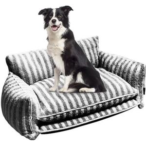 UNISTRENGH Hondenbed, katten en honden, orthopedisch en afneembare hoes, wasbaar bed, verkrijgbaar voor alle seizoenen (zwart en wit, XL - 100 x 65 x 40 cm)