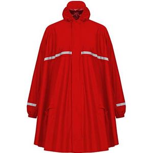 HOCK Regenponcho met ritssluiting en mouwen, fietsponcho, waterdicht en ademend, met capuchon en reflectoren, regenbescherming, hoogwaardige regenkleding, rood, XXL