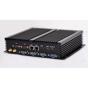 New Haswell i7 4500U Industrial PC IPC Mini PC Fanless PC met Dual LAN GbE 8G RAM 256G SSD Support Linux/Windows 6 COM 8 USB USB 3.0 VGA HDMI Rich IO, Black Aluminium Nic