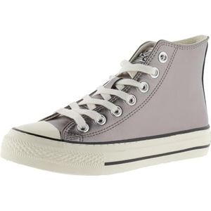 Victoria Tribu Metallic Leather Effect Mid Boot & Retro Logo & Shiny Finish Sole 1057106 for Women PLATA 41