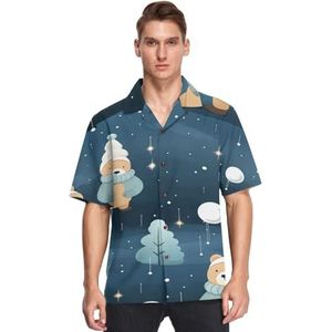 KAAVIYO Sneeuw Leuke Blauwe Beren Shirts Voor Mannen Korte Mouw Button Down Hawaiiaanse Shirt voor Zomer Strand, Patroon, XXL