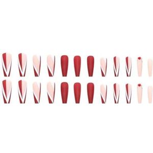 24 stks/set nepnagels vlinder perzik nagels kunst manicure kunstnagels met ontwerp met draaggereedschap(Size:Z399)