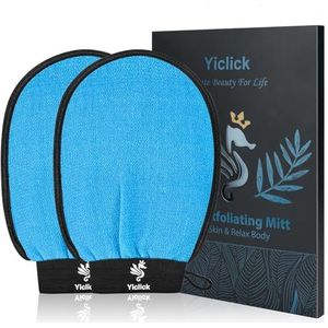Exfoliërende handschoenen, 2 stuks, exfoliërende lichaamsscrubber voor bad douche exfoliatie, body sccrub exfoliator loofah-spons voor dode huidverwijderaar, Koreaanse exfoliërende handschoen (blauw)
