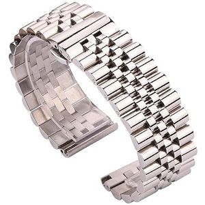 Roestvrij Stalen Armband Horloge Band Vrouwen Mannen Zilver Gepolijst Band 16 18 19 20 21 22 Mm Metalen Watcband Accessoires (Color : Silver, Size : 19mm)