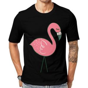 Roze flamingo heren korte mouw grafisch T-shirt ronde hals print casual tee tops 5XL