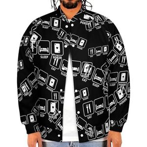 Eet Slaap Poker Grappige Mannen Baseball Jacket Gedrukt Jas Zacht Sweatshirt Voor Lente Herfst