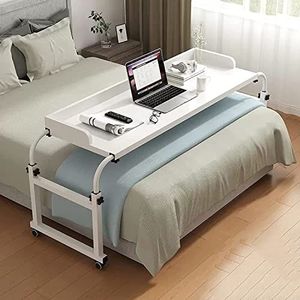 Uitschuifbare Rolling Overbed Tafel, Hoogte & Lengte Verstelbaar Bed Laptop Tafel Mobiel Computer Werkstation voor Thuis Kantoor Gebruik (Color : B, Size : 120cm)