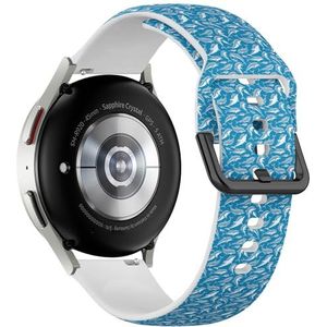 Sportieve zachte band compatibel met Samsung Galaxy Watch 6 / Classic, Galaxy Watch 5 / PRO, Galaxy Watch 4 Classic (Cute Dolphins) siliconen armband accessoire